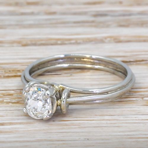Mid Century 0.62 Carat Old Cut Diamond Engagement Ring, Circa 1960