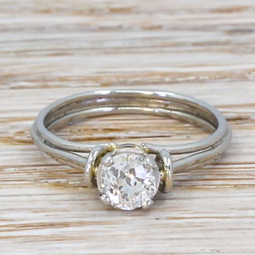 fig 1. Mid Century 0.62 Carat Old Cut Diamond Engagement Ring, circa 1960