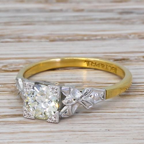 Art Deco 0.78 Carat Old Cut Diamond Engagement Ring, Circa 1940