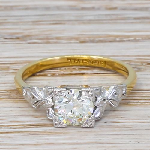 fig 1. Art Deco 0.78 Carat Old Cut Diamond Engagement Ring, circa 1940