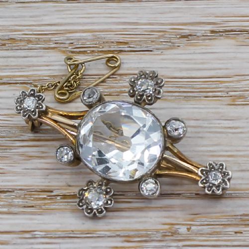 fig 1. Victorian Old Cut Quartz & Diamond Brooch, circa 1870