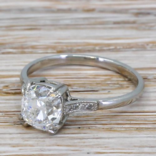 Art Deco 1.72 Carat Old Cut Diamond Engagement Ring, Circa 1920