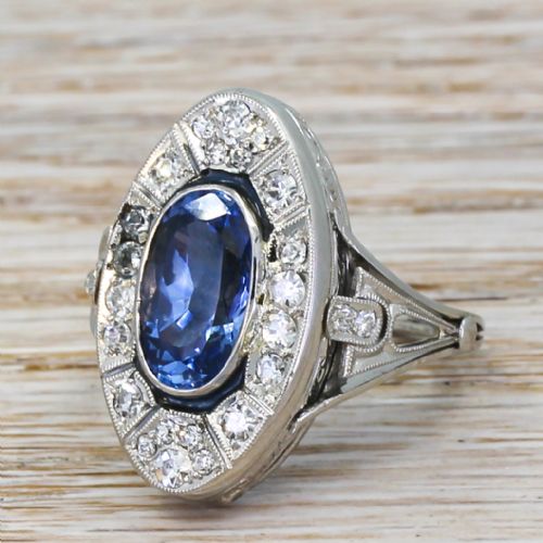 Mid Century 3.37 Carat Natural Sapphire Cocktail Ring, Circa 1955