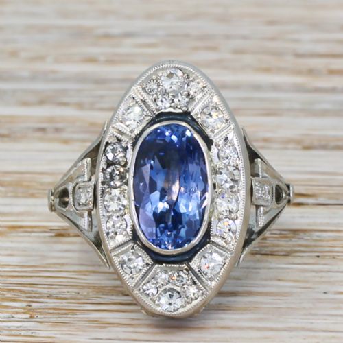 fig 1. Mid Century 3.37 Carat Natural Sapphire Cocktail Ring, circa 1955