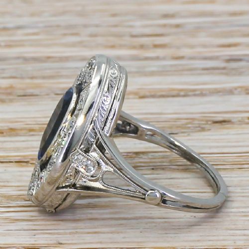 fig 2. Mid Century 3.37 Carat Natural Sapphire Cocktail Ring, circa 1955