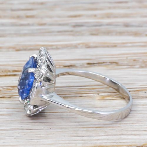 fig 2. Art Deco 3.00 Carat Natural Ceylon Sapphire & Diamond Ring, circa 1930