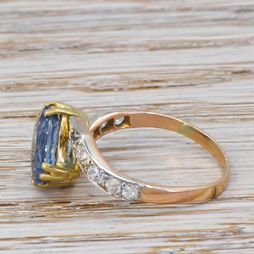 fig 2. Art Deco 3.04 Carat Natural Ceylon Sapphire Solitaire Ring, circa 1935