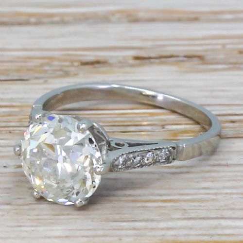 Art Deco 2.43 Carat Old Cut Diamond Engagement Ring, Circa 1920