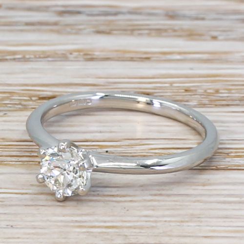 0.56 Carat Old Cut Diamond Engagement Ring, Platinum