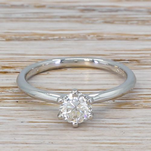 fig 1. 0.56 Carat Old Cut Diamond Engagement Ring, Platinum