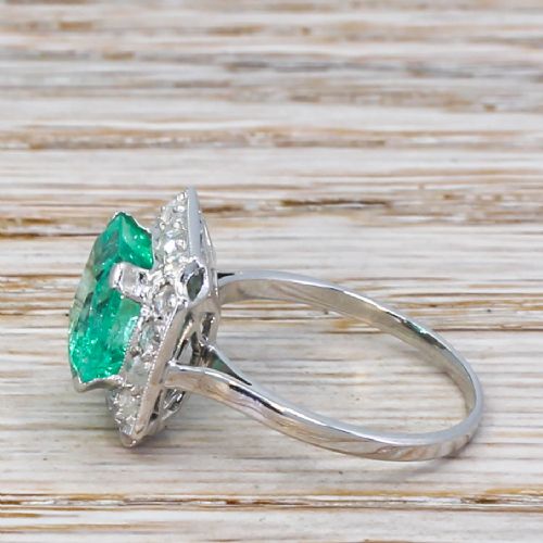 fig 2. Art Deco 2.97 Carat Emerald & Rose Cut Diamond Cluster Ring, circa 1935