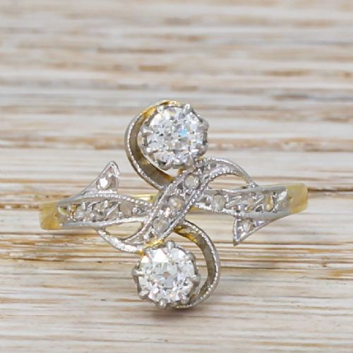 fig 1. Art Nouveau 0.46 Carat Old Cut Diamond Toi Et Moi Ring, circa 1910