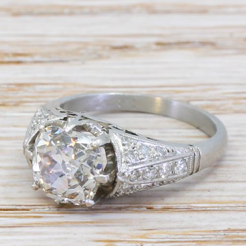 Art Deco 2.61 Carat Old Cut Diamond Engagement Ring, Circa 1935