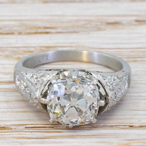 fig 1. Art Deco 2.61 Carat Old Cut Diamond Engagement Ring, circa 1935