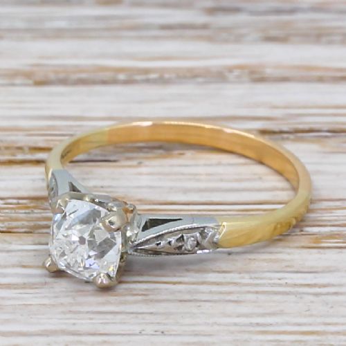 Art Deco 1.01 Carat Old Cut Diamond Engagement Ring, Circa 1940