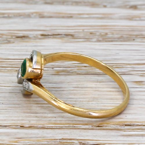 fig 2. Art Nouveau Old Cut Diamond & Emerald Toi Et Moi Ring, circa 1910