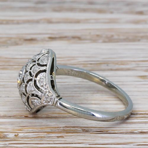fig 2. Art Deco 0.40 Carat Old Cut Diamond Bombé Cluster Ring, circa 1935