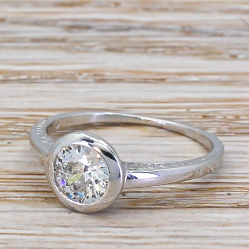 Mid Century 0.71 Carat Old Cut Diamond Engagement Ring, Circa 1960