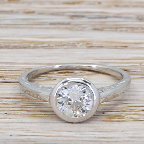 fig 1. Mid Century 0.71 Carat Old Cut Diamond Engagement Ring, circa 1960