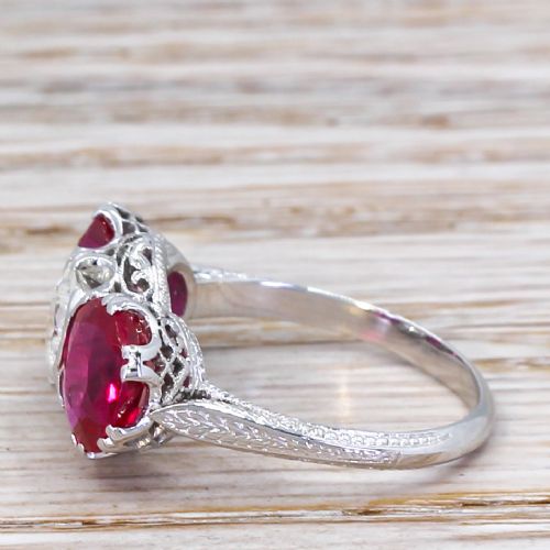 fig 2. Art Deco 0.80 Carat Old Cut Diamond & Synthetic Ruby Ring, circa 1930