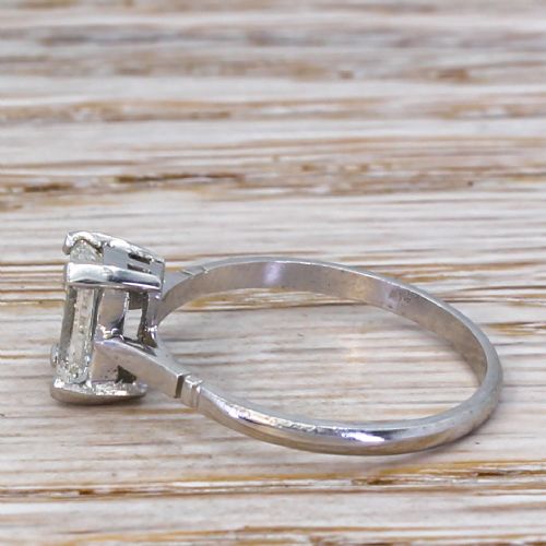 fig 2. Mid Century 1.00 Carat Emerald Cut Diamond Engagement Ring, circa 1955