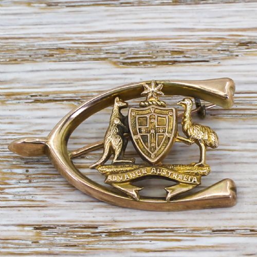 Victorian "Advance Australia" Wishbone Brooch, Circa 1890