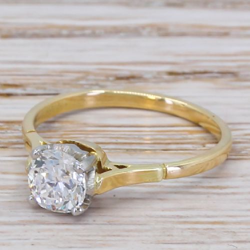 Art Deco 0.81 Carat Old Cut Diamond Engagement Ring, Circa 1920