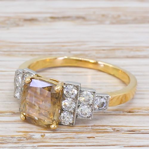 Mid Century 0.85 Carat Fancy Brown Diamond Engagement Ring, Circa 1965