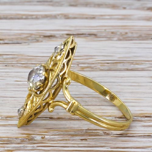 fig 2. Art Nouveau 0.50 Carat Old Cut Diamond Navette Ring, circa 1910