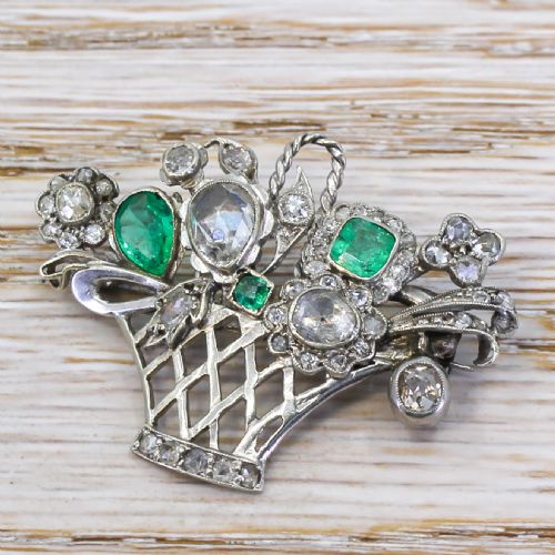 fig 1. Mid Century 0.64 Carat Emerald & 1.32 Carat Diamond Brooch, circa 1960