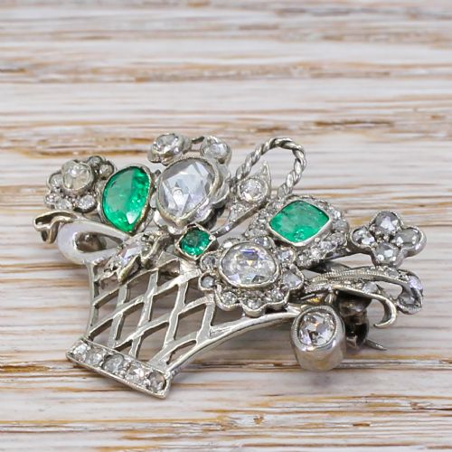 fig 2. Mid Century 0.64 Carat Emerald & 1.32 Carat Diamond Brooch, circa 1960