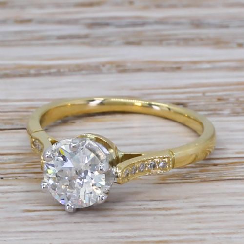Art Deco 1.08 Carat Old Cut Diamond Engagement Ring, Circa 1935