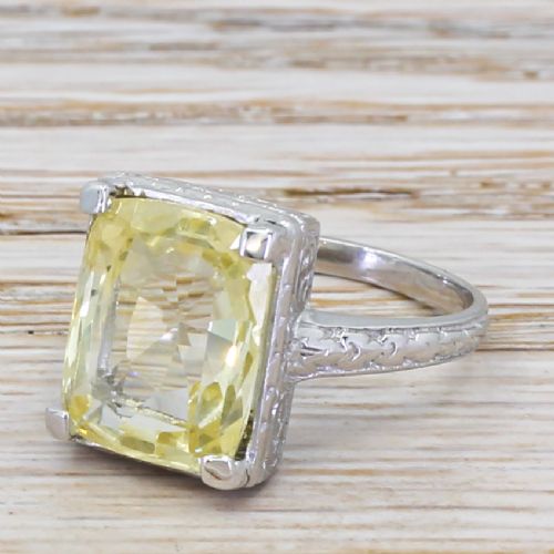 Mid Century 7.85 Carat Natural Ceylon Yellow Sapphire Ring, Circa 1960