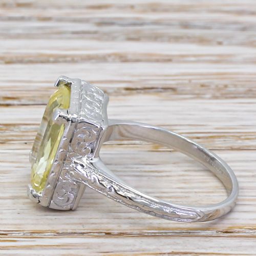 fig 2. Mid Century 7.85 Carat Natural Ceylon Yellow Sapphire Ring, circa 1960