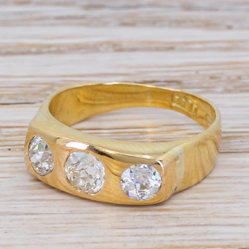 Victorian 1.25 Carat Old Cut Diamond Trilogy Ring, Circa 1900
