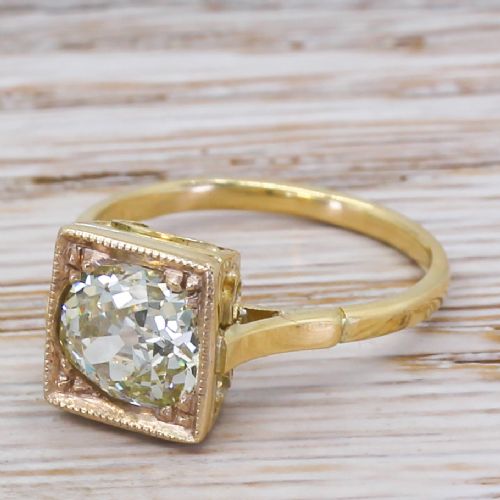 Art Deco 1.74 Carat Old Cut Diamond Engagement Ring, Circa 1915