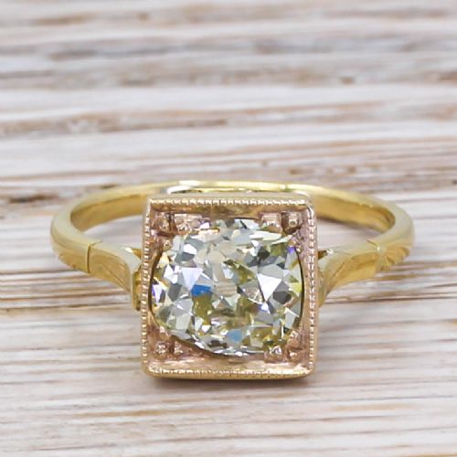 fig 1. Art Deco 1.74 Carat Old Cut Diamond Engagement Ring, circa 1915