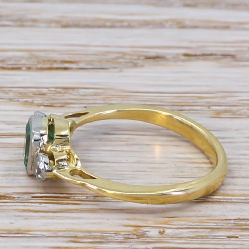 fig 2. Mid Century 0.87 Carat Emerald & 0.22 Carat Diamond Ring, circa 1950