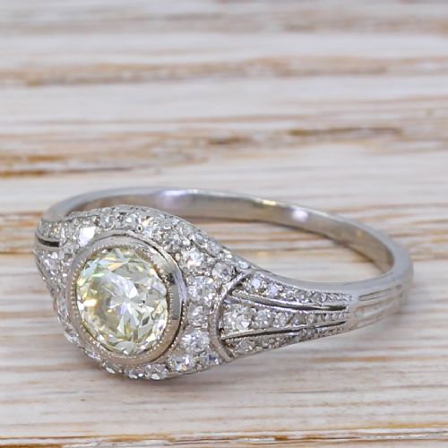 Mid Century 1.02 Carat (& 0.86 Carat) Transitional Cut Diamond Ring, Circa 1945