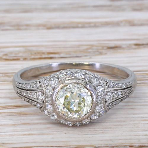 fig 1. Mid Century 1.02 Carat (& 0.86 Carat) Transitional Cut Diamond Ring, circa 1945