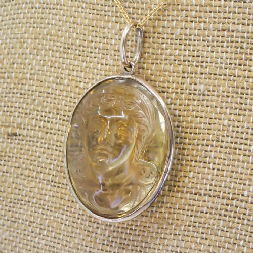 Victorian 99.50 Carat Citrine Cameo Pendant, Circa 1900