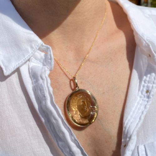 fig 1. Victorian 99.50 Carat Citrine Cameo Pendant, circa 1900