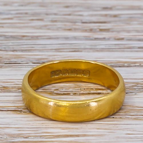 Mid Century 22k Yellow Gold Wedding Band, Dated 1966