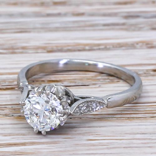 Mid Century 1.00 Carat Round Brilliant Cut Diamond Engagement Ring, Circa 1960