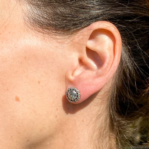 fig 1. Victorian 2.47 Carat Old Cut Diamond Cluster Earrings, circa 1880