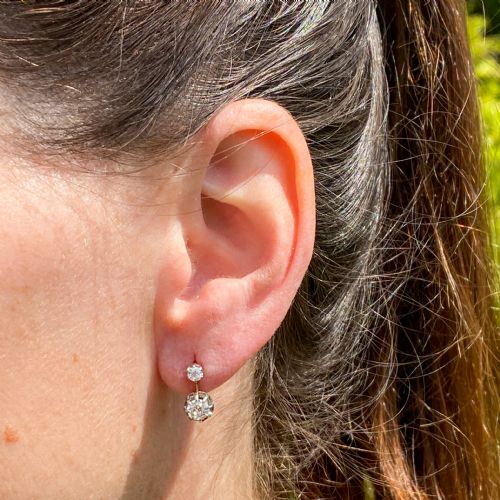fig 1. Edwardian 0.87 Carat Old Cut Diamond Earrings, circa 1910