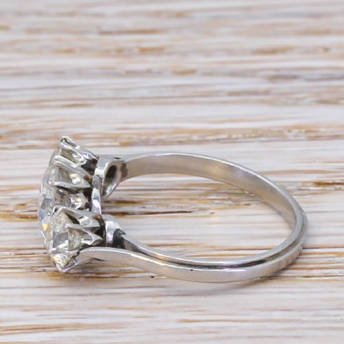 fig 2. Art Deco 1.96 Carat Old Cut Diamond Trilogy Ring, circa 1935