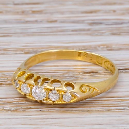 Edwardian 0.20 Carat Old Cut Diamond Five Stone Ring, Dated 1902
