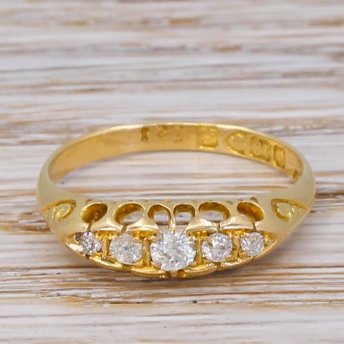 fig 1. Edwardian 0.20 Carat Old Cut Diamond Five Stone Ring, dated 1902
