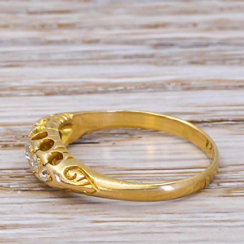 fig 2. Edwardian 0.20 Carat Old Cut Diamond Five Stone Ring, dated 1902
